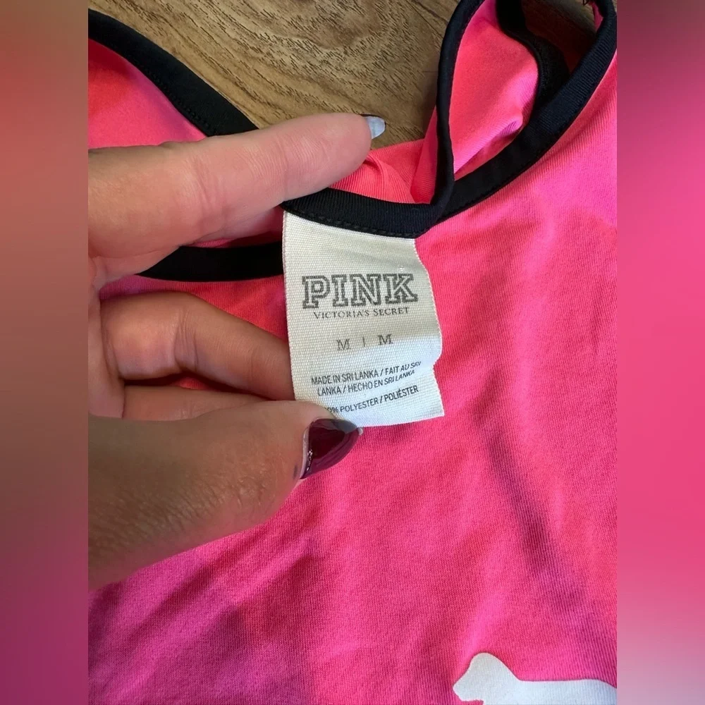PINK Bright Pink Dog Logo Athletic Workout Tank Top. Size medium. - Picture 2 of 4